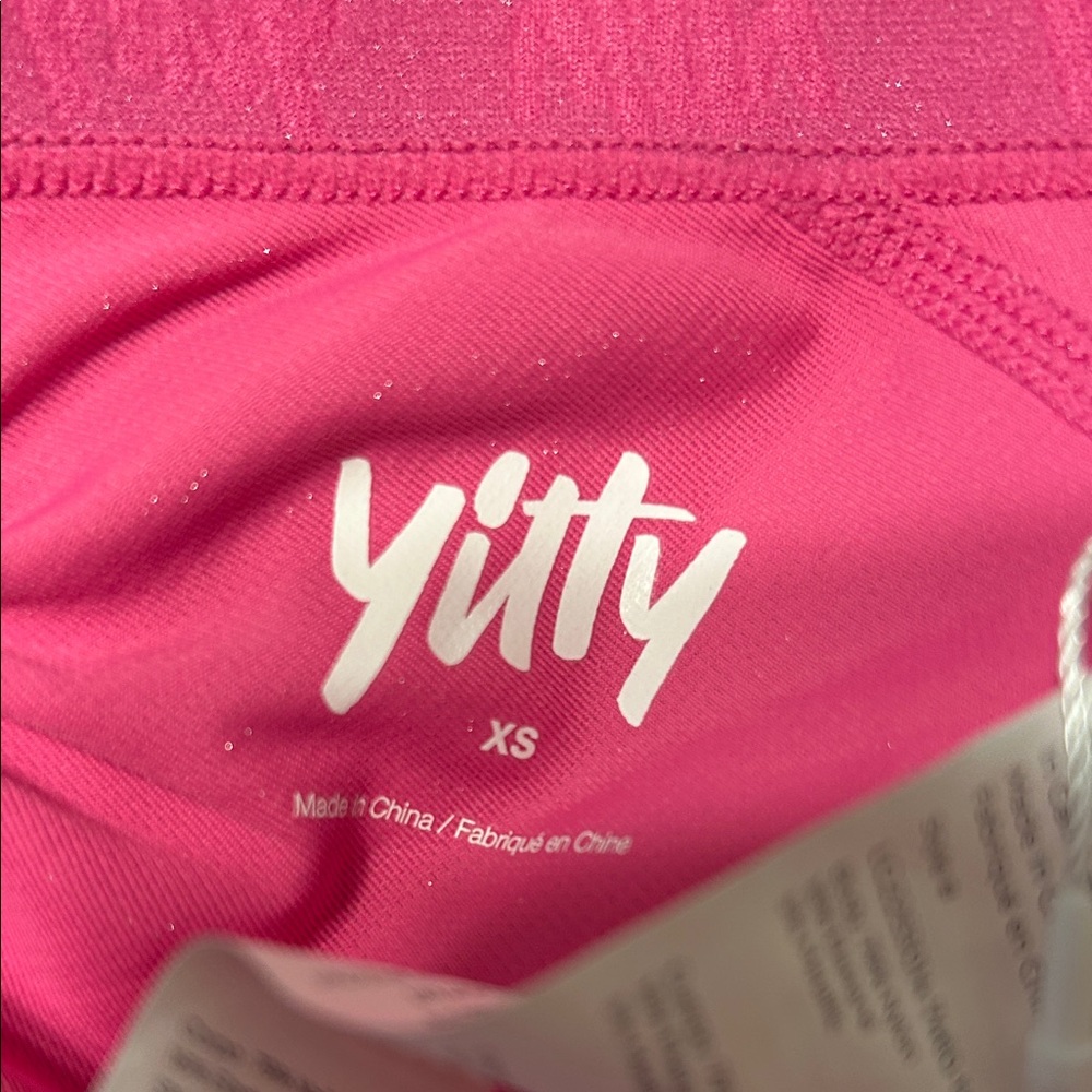 🪗YITTY Hot Pink shimmer ruched Women's Leggings size XS NWT - Picture 2 of 10